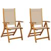 Vidaxl Folding Garden Chairs, 2 Pcs., Acacia Wood and Textilene