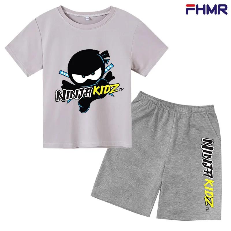 Summer Kids Ninjago T-shirt Set Boys' Clothing  Leisure Cotton PikachuShort Sleeve Preschool 3-12 Girls' Cartoon Animal Print