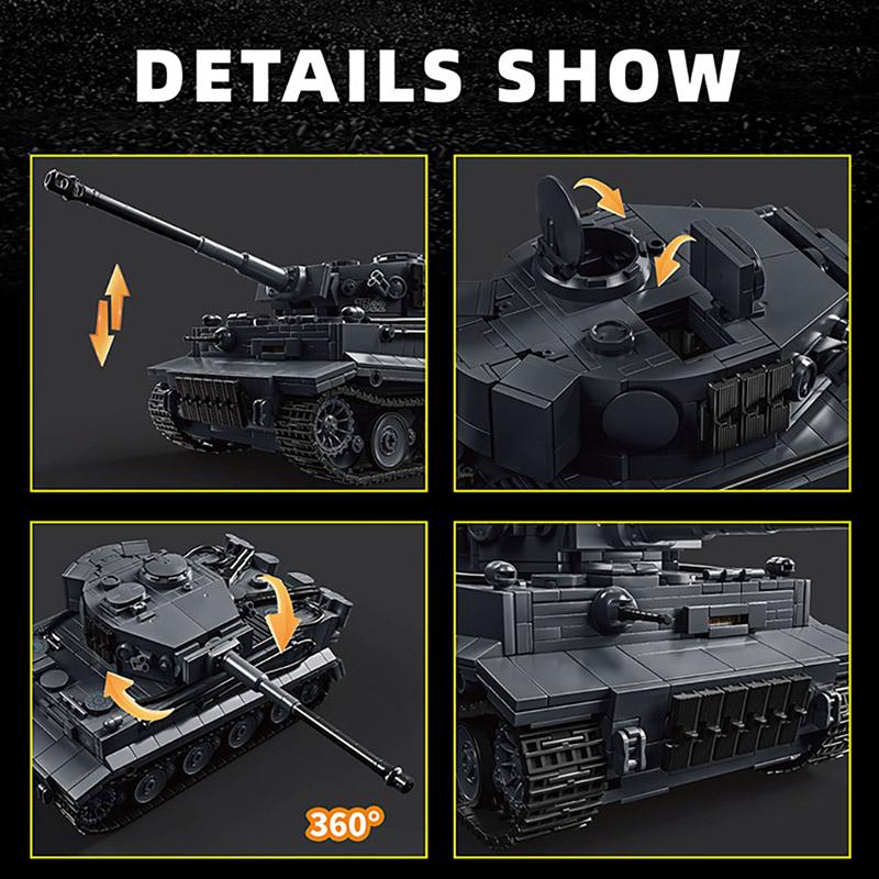 WW2 Militär 1/28 Maßstab Franz Staudegger Tiger Schwerer Panzer Bausteine Set Krieg Weltkrieg 2 Tiger Panzer Modell Spielzeug Für Jungen Geschenke