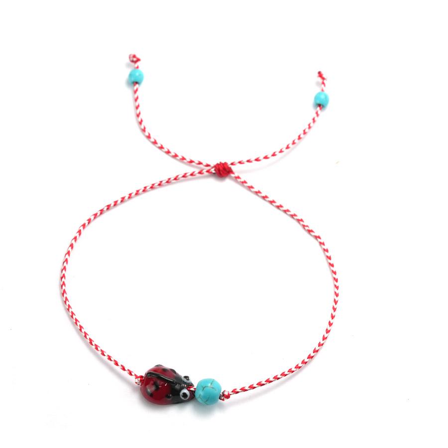 Noter New Handmade Ladybug Charm Bracelet For Women Girlfriend Bohemia Howlite Stone Meditation Healing Braclet Beach Jewelry