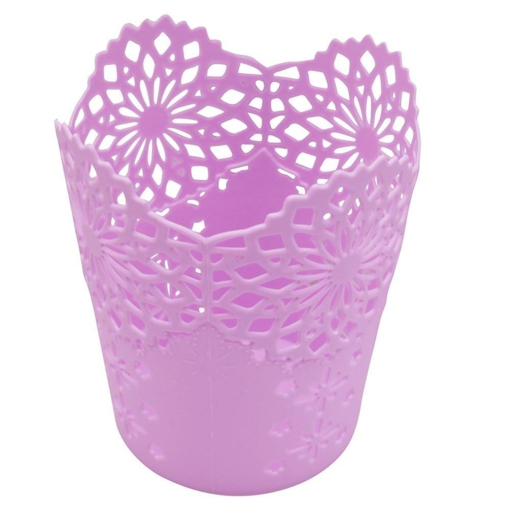 

Корзины для хранения Кружевные Ажурные Настольная Мусорная Корзина Подставка для Карандашей Органайзер для Стола для Офиса Школы Дома фиолетовый