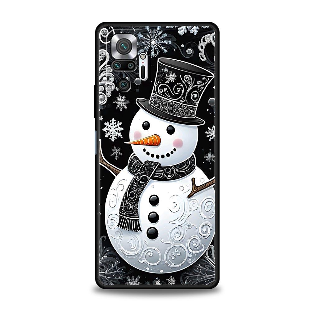 Christmas Snowman Phone Case Cover for Redmi 14C 10C Note 15 14 13 12 10 11 K40 Pro Plus 5G Shockproof Soft TPU Shell Funda Bag