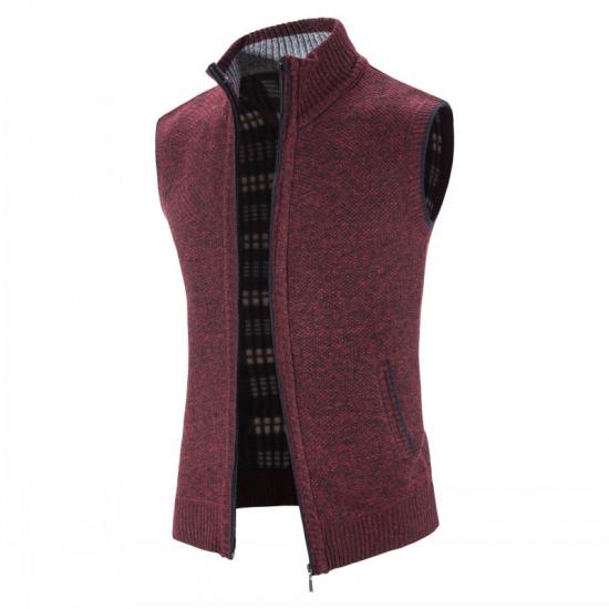 New Solid Mens Sweaters Autumn Winter Warm Zipper Sweaters Vest Men Casual Knitwear Sweatercoat Male Sleeveless Cardigan