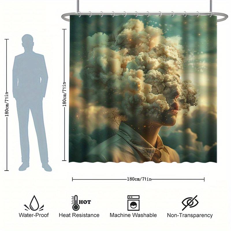 Artistic Shower Curtain Set - 12 Hooks, Water-Resistant Polyester, Abstract Design, Bathtub Divider
