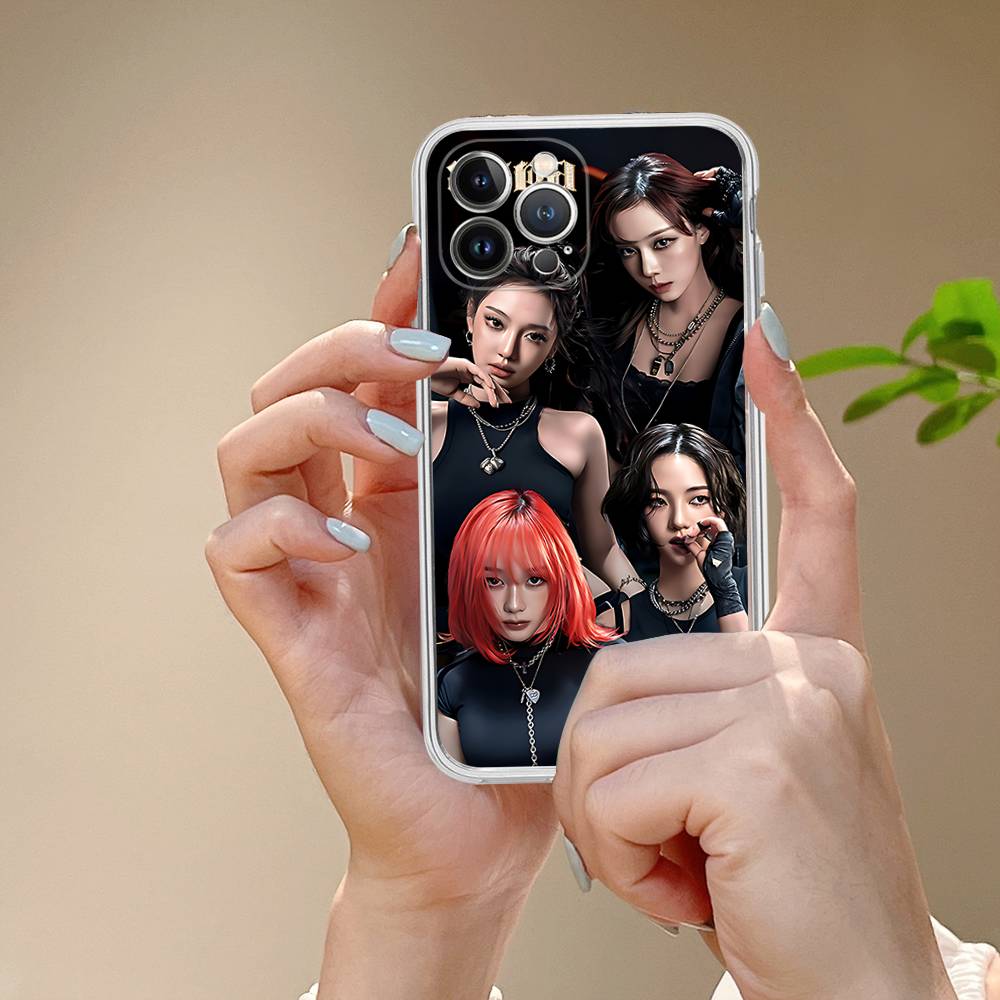 KPOP A-aespa For IPhone 11 12 13 14 15 16 17 Pro Max Plus Air Transparent Clear Shockproof Case