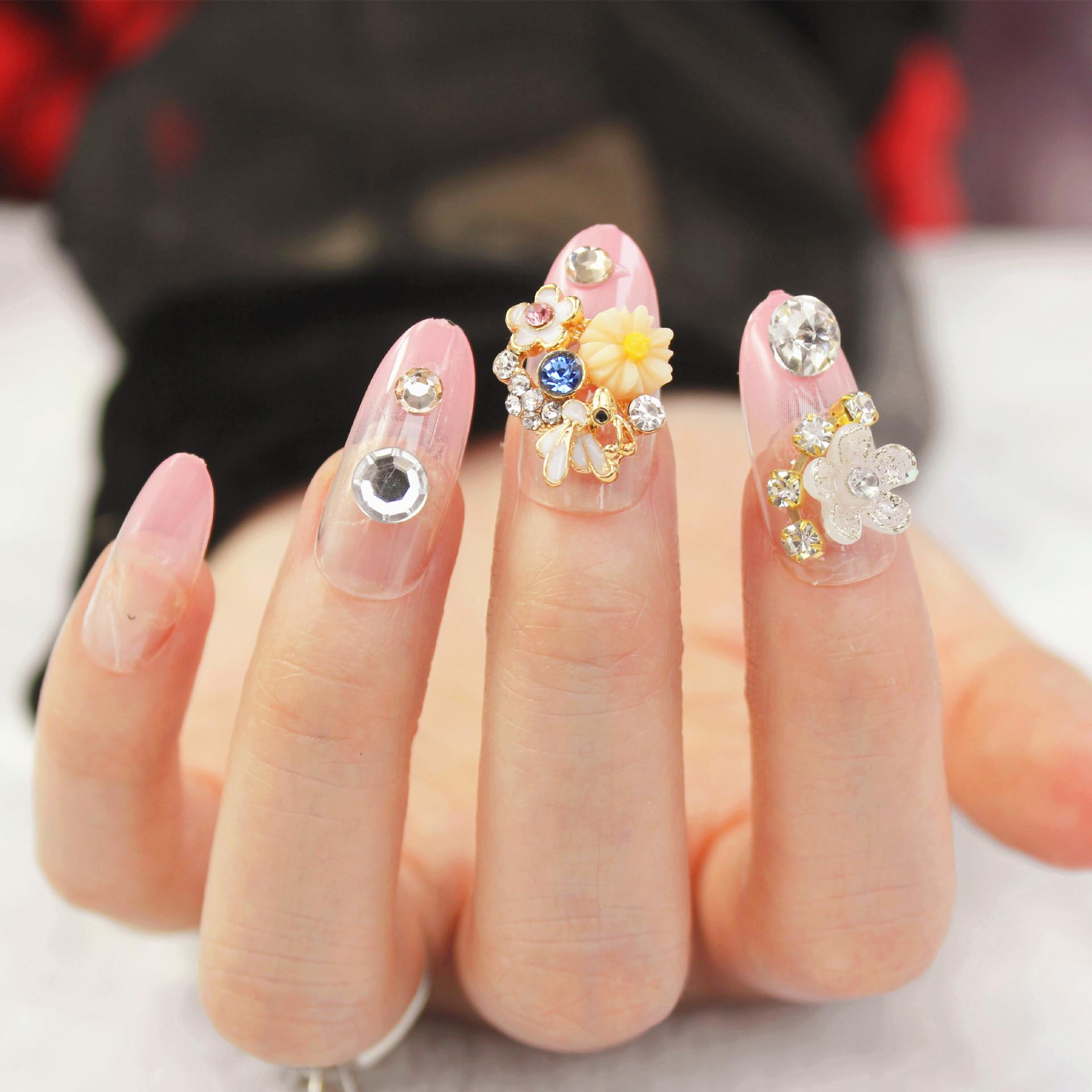 

Pink Bridal Manicure: Long Wearable Removable Press-On Nails