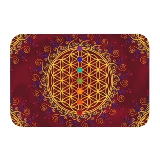 Flower of Life In Lotus Mandala Front Entrance Doormat Sacred Geometry Meditation Anti-Slip Bathroom Mat Room Floor Mat