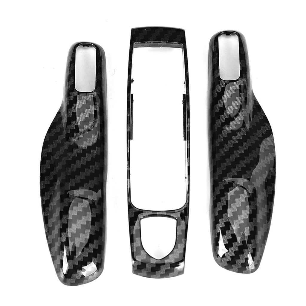 3pcs Set Carbon Fiber Style Car Key Trim Cover Fit for Cayman