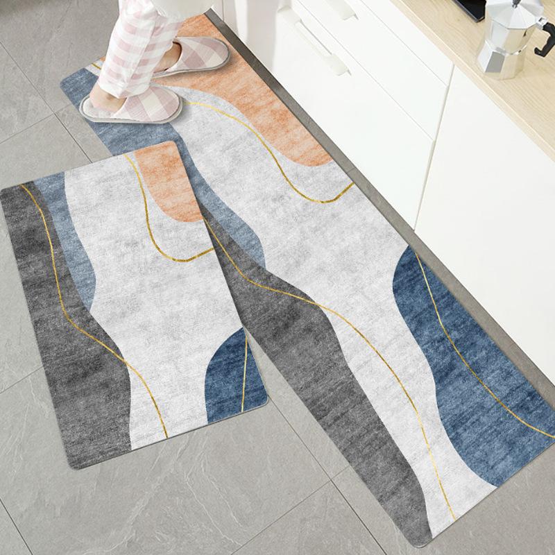 Kitchen Floor Mat Leather Washable and Scrubable Carpet Floor Mat Pattern