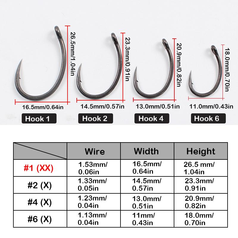 10pcs Carp Fishing Krank Hook EXTRA Extra Wide Gape Reversed Alloy Steel Mirco Barded/Barbless PTFE Coating Size 1 2 4 6