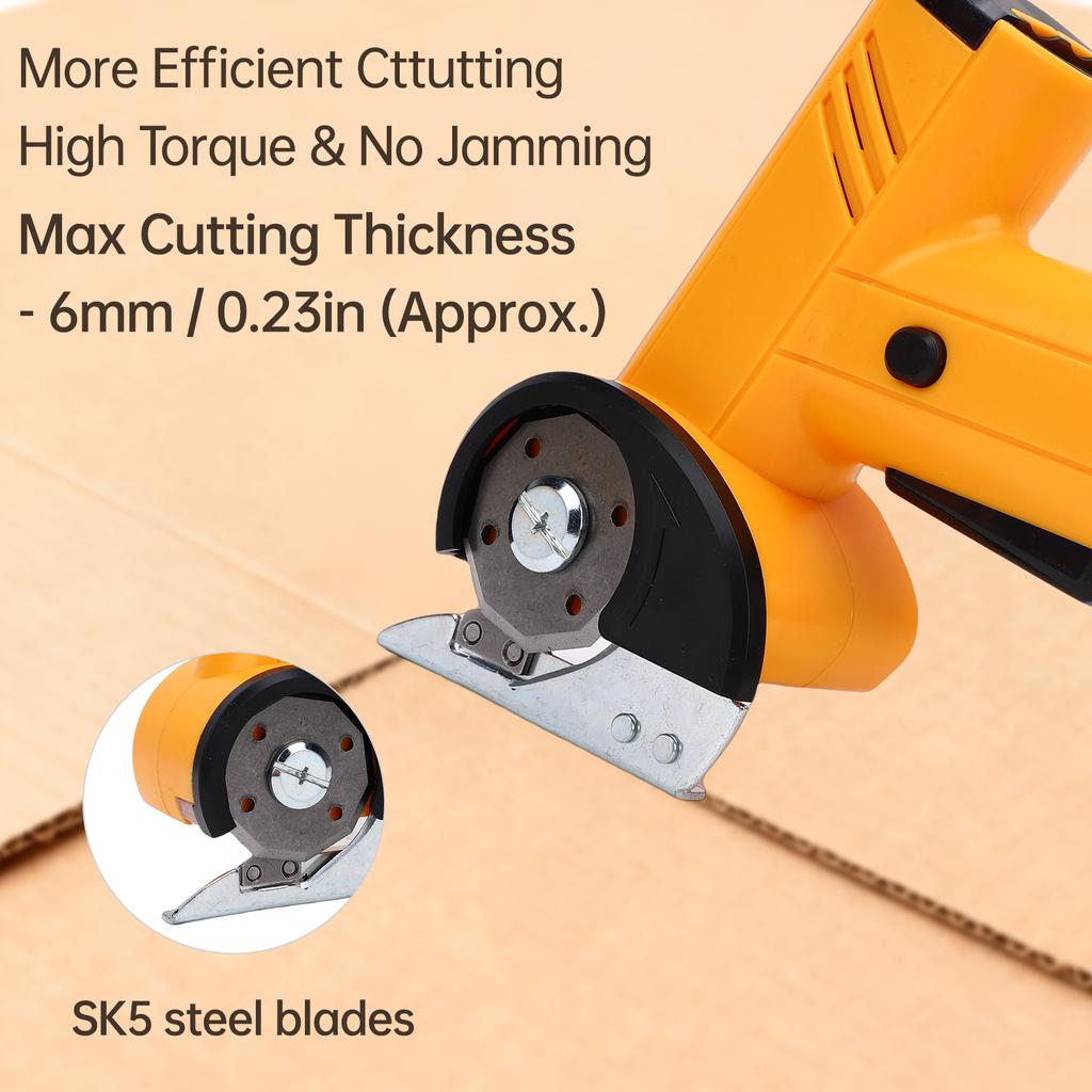 Cordless Electric Fabric Scissors 4 Speed Adjustable Rechargeable Rotary Cardboard Cutter with Safety Lock LED Light