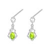 Natural Garnet Olivine S925 Sterling Silver Stud Earrings Women's New Chinese Hollow Colored Treasure Earrings Holiday Gift