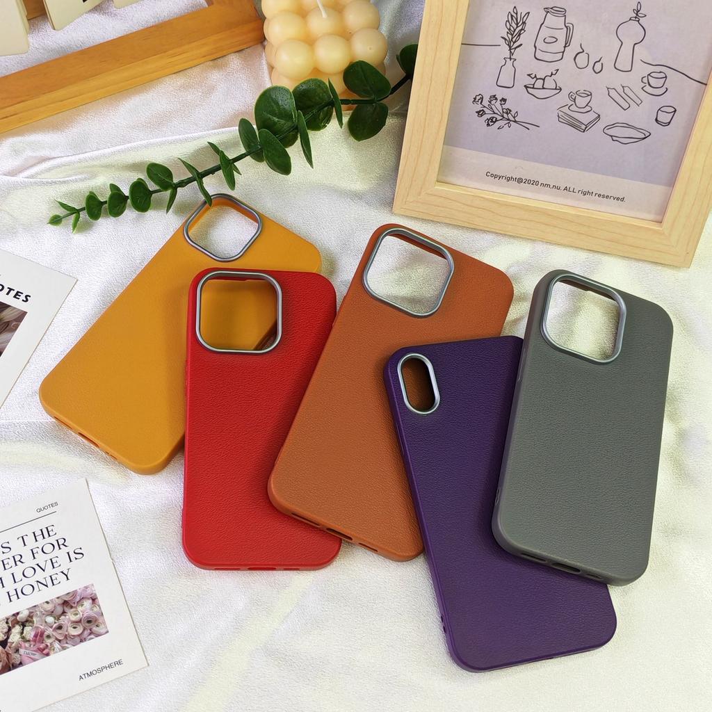 Photo Frame Leather Texture Case Ins Style Suitable for Apple 16 Pro Max Internet Celebrity Apple 15 Pro Full Protection Shockproof Phone Case