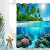 Beach Shells Pattern Bathing Curtain  Bathroom Shower Curtain Waterproof With 12 Hooks Home Deco Free Ship