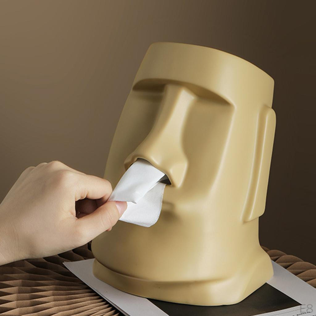 Creative Moai Tissue Holder Box – Decorative Cover Dispenser Facial Paper Easter Island Sculpture
