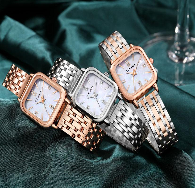 Women Square Rhinestone Inlaid Watch Female Quartz Wristwatches