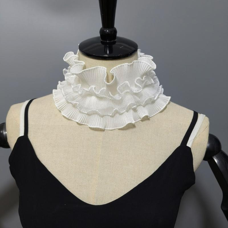 Vintage Ruffle Lace Collar Detachable Neck Ruff Collar Women Neckwear Blouse Skirt Decorative Neckwear for Theme Event