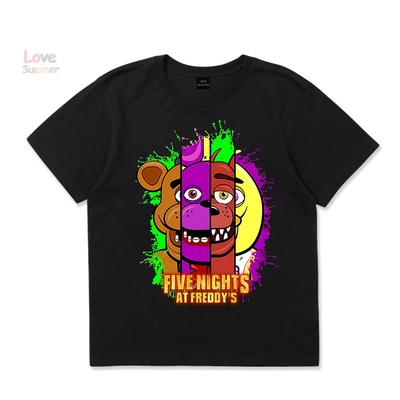 Boys Girls Short Sleeve T-Shirt 4 To 14 Years FNAF At Freddys T Shirts for Children Humor T-Shirt Crewneck Tees Tops