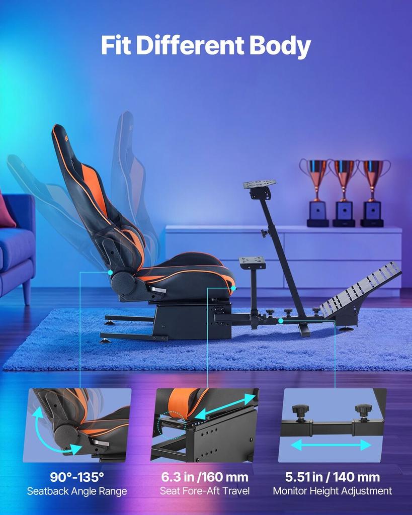 Racing Wheel Stand, Heavy-Duty Simulator Cockpit Steering Wheel Stand, Fit Logitech G25, G27, G29, G920, G923, Thrustmaster T300RS, TX F458, T500RS,