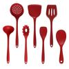 Silicone Kitchenware Set: Non-stick Spatula, Salad Spoon, Slotted Spoon, Rice Spoon, Flour Scoop, Strainer