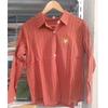 Orange&red Casual Cotton Long Sleeve Shirt Women Lapel Button Up Embroidery Sun Striped Shirts