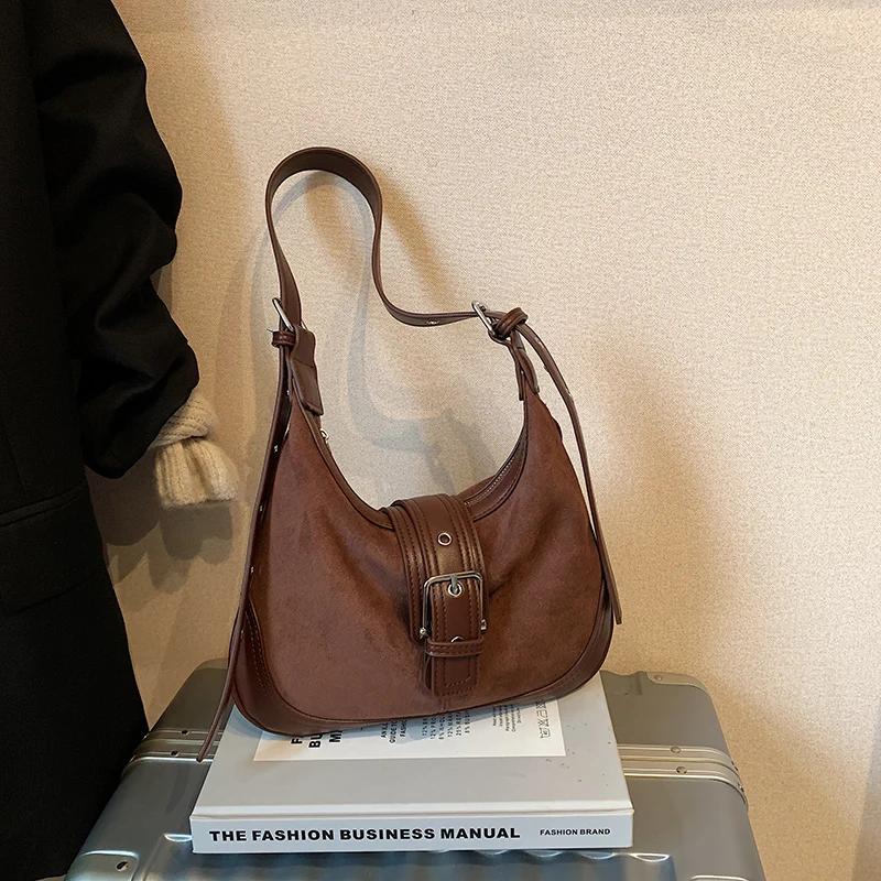 Fashion faux suede half-moon shoulder bags solid leopard print lock and zipper designer new style crossbody bags