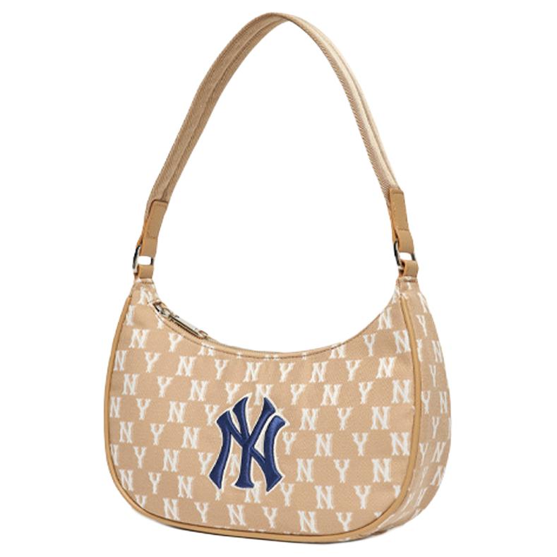 New MLB Monogram Collection Artificial Leather Polyester Shoulder Bag, Pochette, Shoulder Bag Women's Cream Latte 3ABQS012N-50BGD