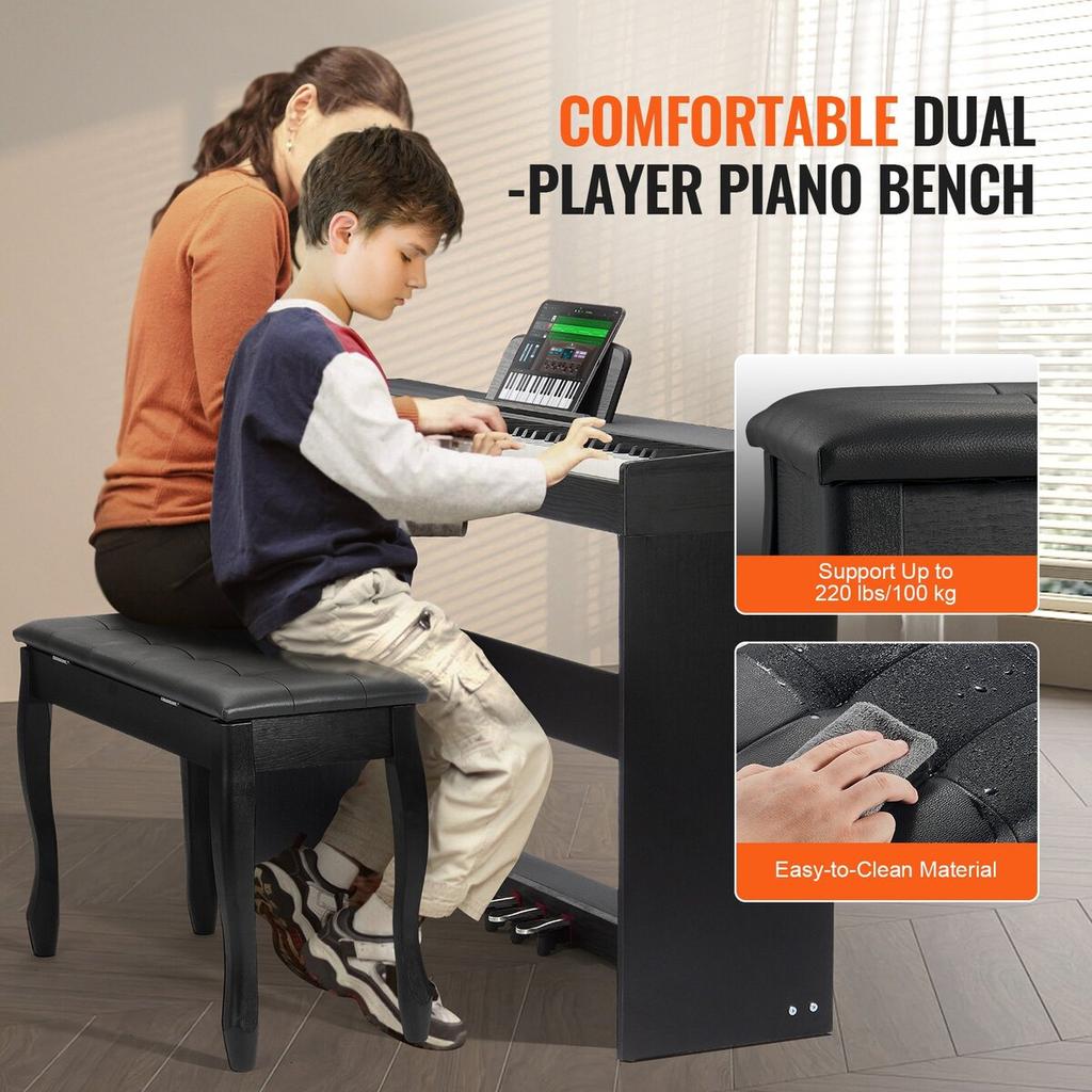88 Key Fully Weighted Digital Piano Dual Keyboard Mode Cabinet Bracket Bench