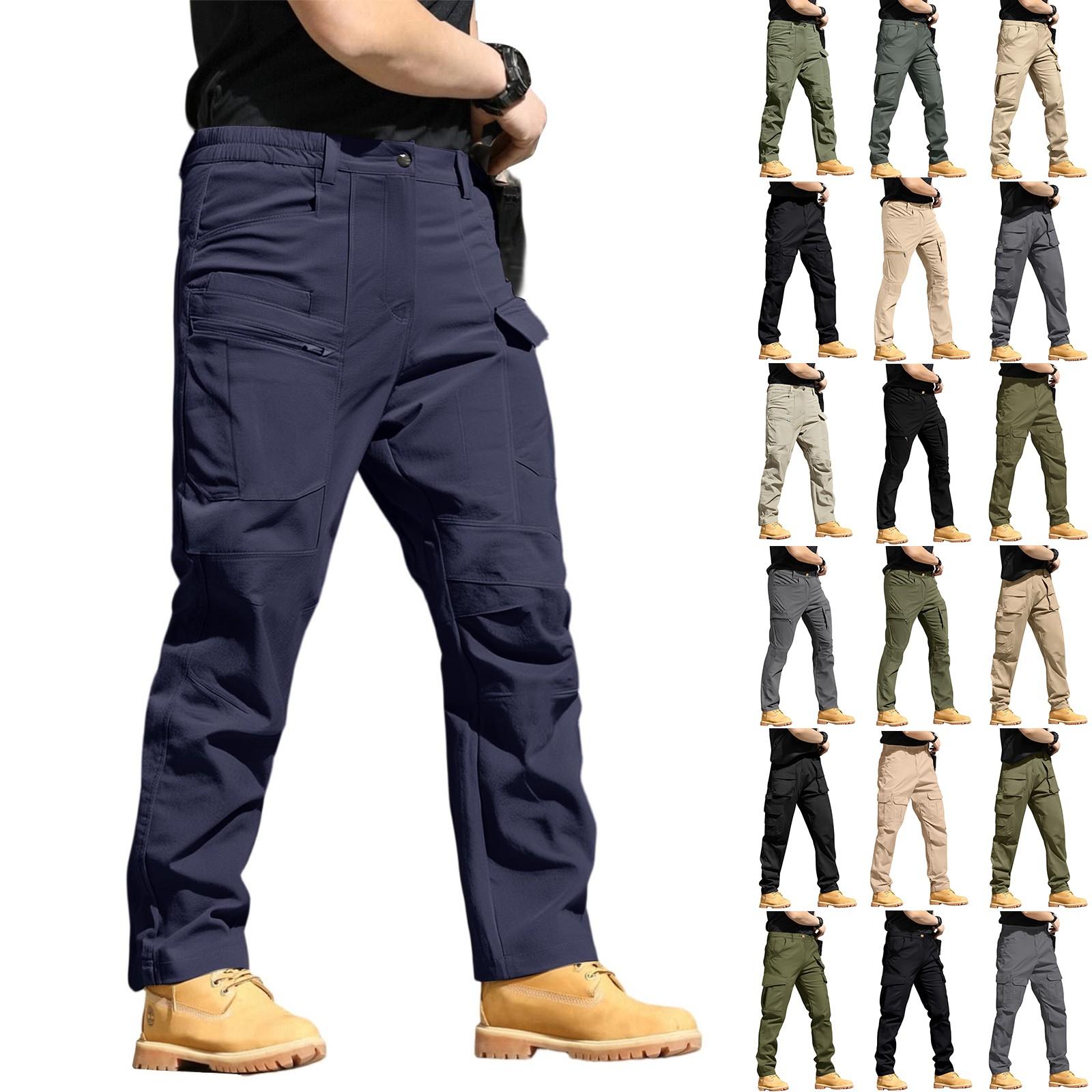 

Men sl Cargo Pants, Outdoor Working Fishing, Camping, Wear-resistant Work Pants With Zipper And Multi-pocket M хакі