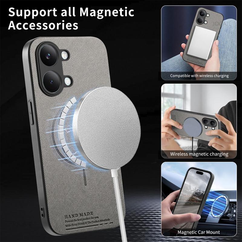 Luxury Fabric Texture Leather Magnetic Phone Case for POCO X8 Pro Max X7 Pro F8 Ultra M8 Pro Anti-drop Lens Raised Protect Cover