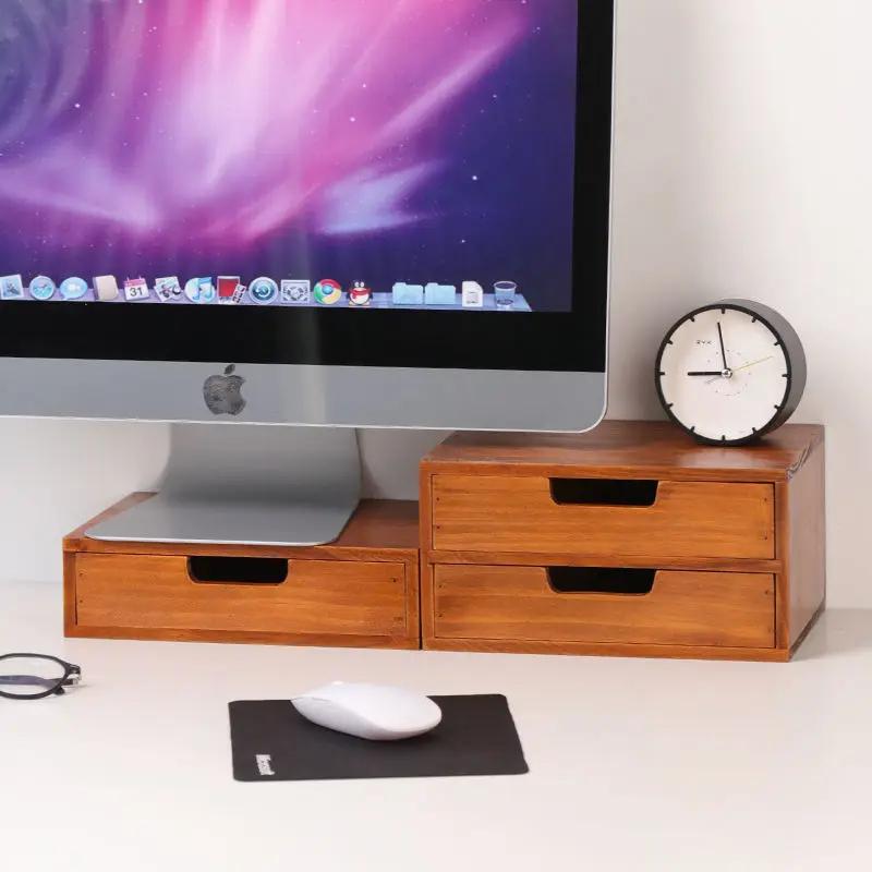 Vintage Wood Drawer Organizer - Multi-Layer Desktop Storage for Makeup/Jewelry, Rustic Bedroom & Bathroom Decor Stackable Design