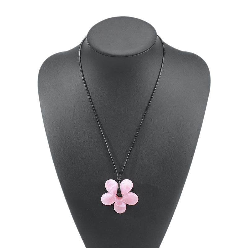 2026 Neue Sommer Trendige Harzblume Lange Halskette für Damen Minimalistisch Bunte Blumige Verstellbare Halskette Tägliche Wear Schmuck