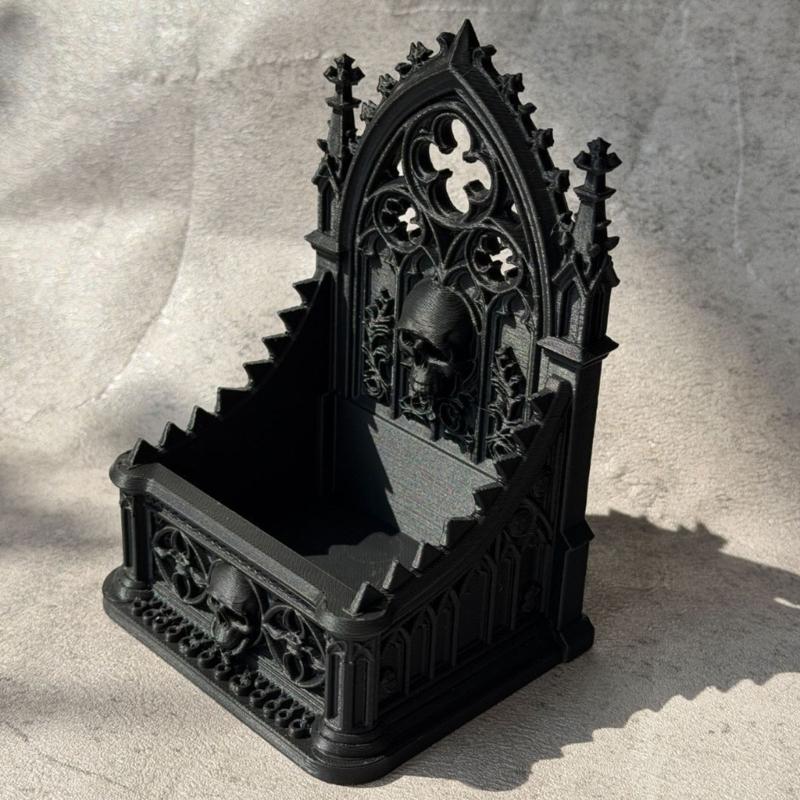 Elegant Dark Aesthetic Organiser Box With Detailed Skeleton Relief For Collectibles Display Storage Container
