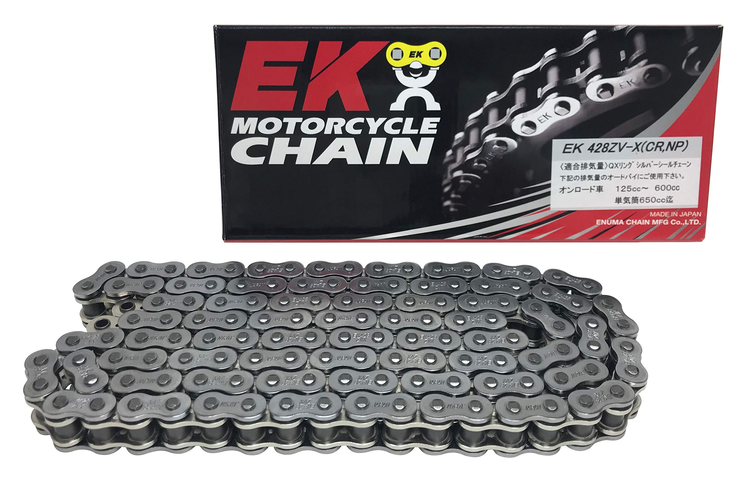 

EK Motorcycle Chain Silver 144L MLJ QX Ring Seal 428ZV-X (Caulking Joint) срібний