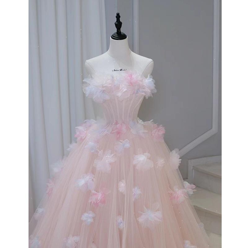 Pink Toast Braut 1011 Neues Verlobungs-Hochzeitskleid Damen Leichter Luxus Nische Erwachsenen-Empfangs-Abschlussballkleid