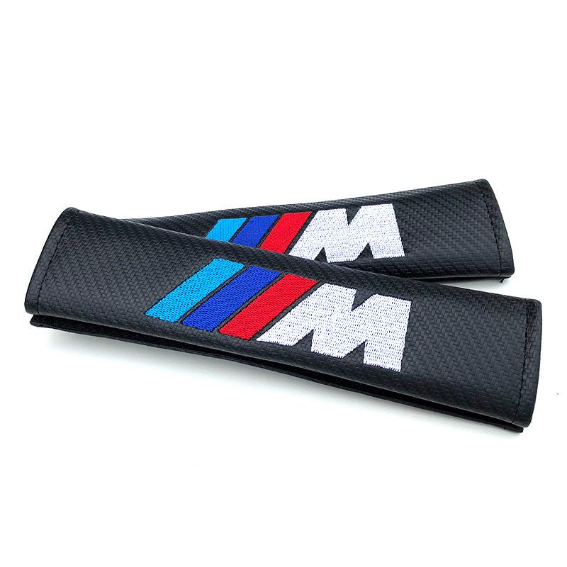 FA72pcs Carbon Leather Seat Belt Covers Car Accessories For BMW M E39 E46 E90 E60 F10 F20 F30 F34 F01 G20 G30 X1 X3 X5 X6 M3 M4 M5