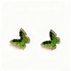 Gradient Color Green Crystal Stone Edged Butterfly Stud Earrings Fashion High-End Versatile Trendy Ear Jewelry