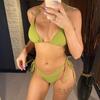 4 Colors Halter Brazilian Bikini Women Swimwear Female Swimsuit Two-pieces Bikini Set Padded Bather Bathing Suit Swim Lady