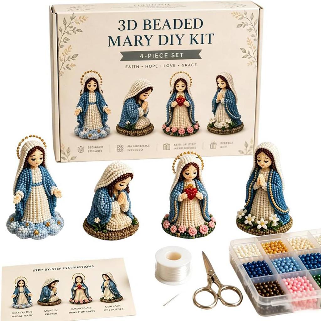 Tiny 3D DIY Religious Beading Kit with Colored Beads Religious Bead Art Craft Set Ideal Craft Gift for Beginners Teens & Adults
