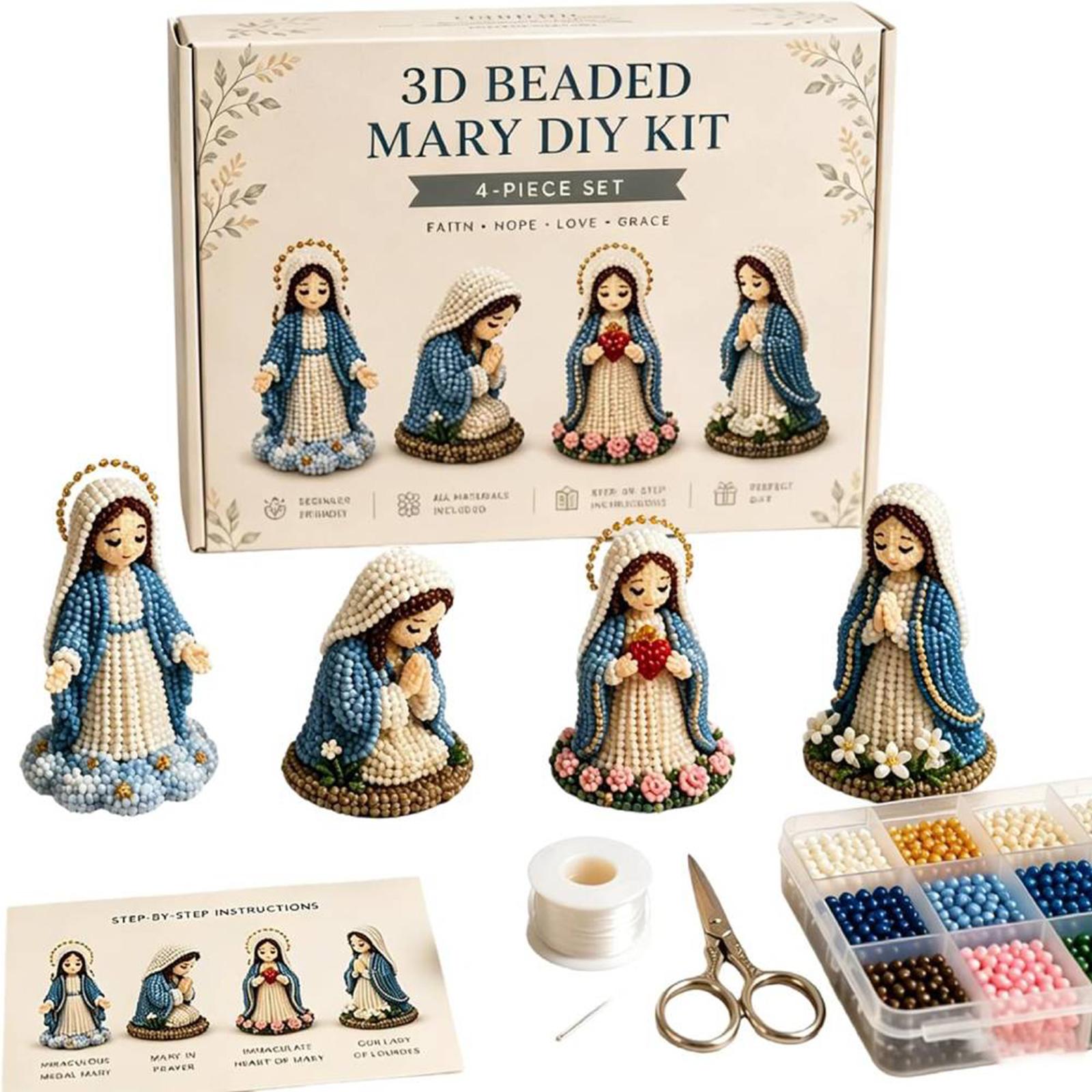 Tiny 3D Beading Embroidery Kit with Colored Beads Handmade Beading Craft Set Beaded Craft Kit for Kids Teens & Adults Beginners