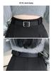 Petite High-Waisted Gray Pleated A-Line Skirt for Women - Slim-Fit, Mid-Length, Spring/Autumn 2025 Collection