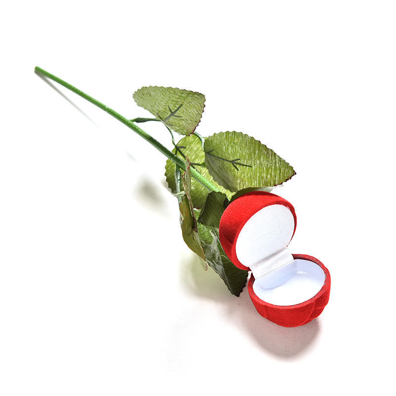 Romantic Red Rose Engagement Wedding Ring Box Earrings Jewelry Gift Box
