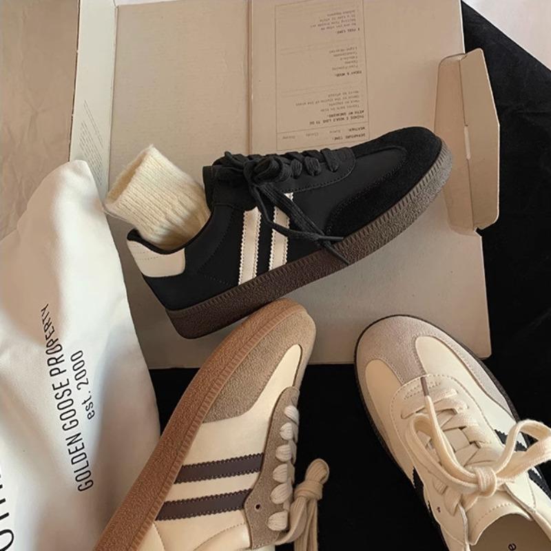 Leather women's 2 new retro versatile color matching thick-soled lace-up casual sports board shoes little white shoes