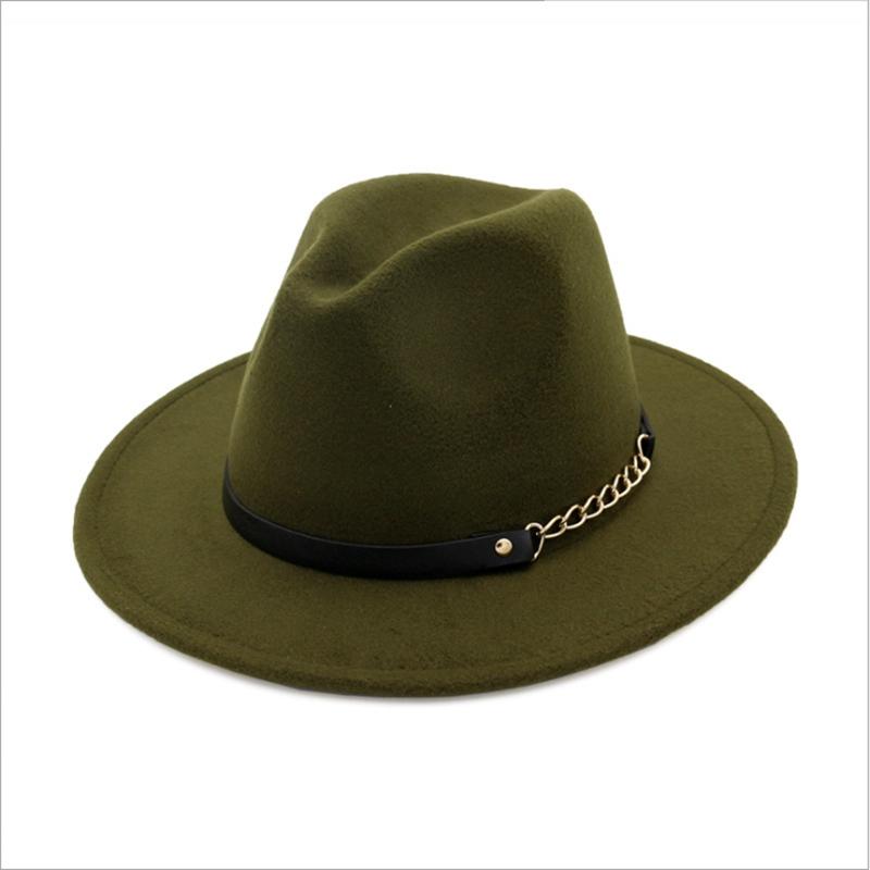 Wzcx Solid Color Korean Version Women Jazz Hat Autumn Winter Casual Tide Belt Vintage Red Felt Hat Adult Cap