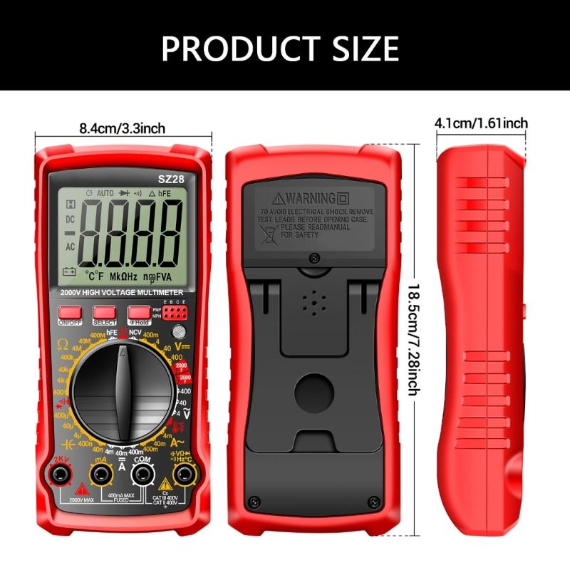 High Accuracy Digital Multimeter 2000V Automotive Tool For Automotive Repair With Backlit Screen And Accurate Readings