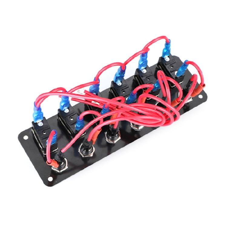 12V 24V 6 Gang Rockers Switch Panel With 10A Fuses On Off Toggle Buttons Yacht