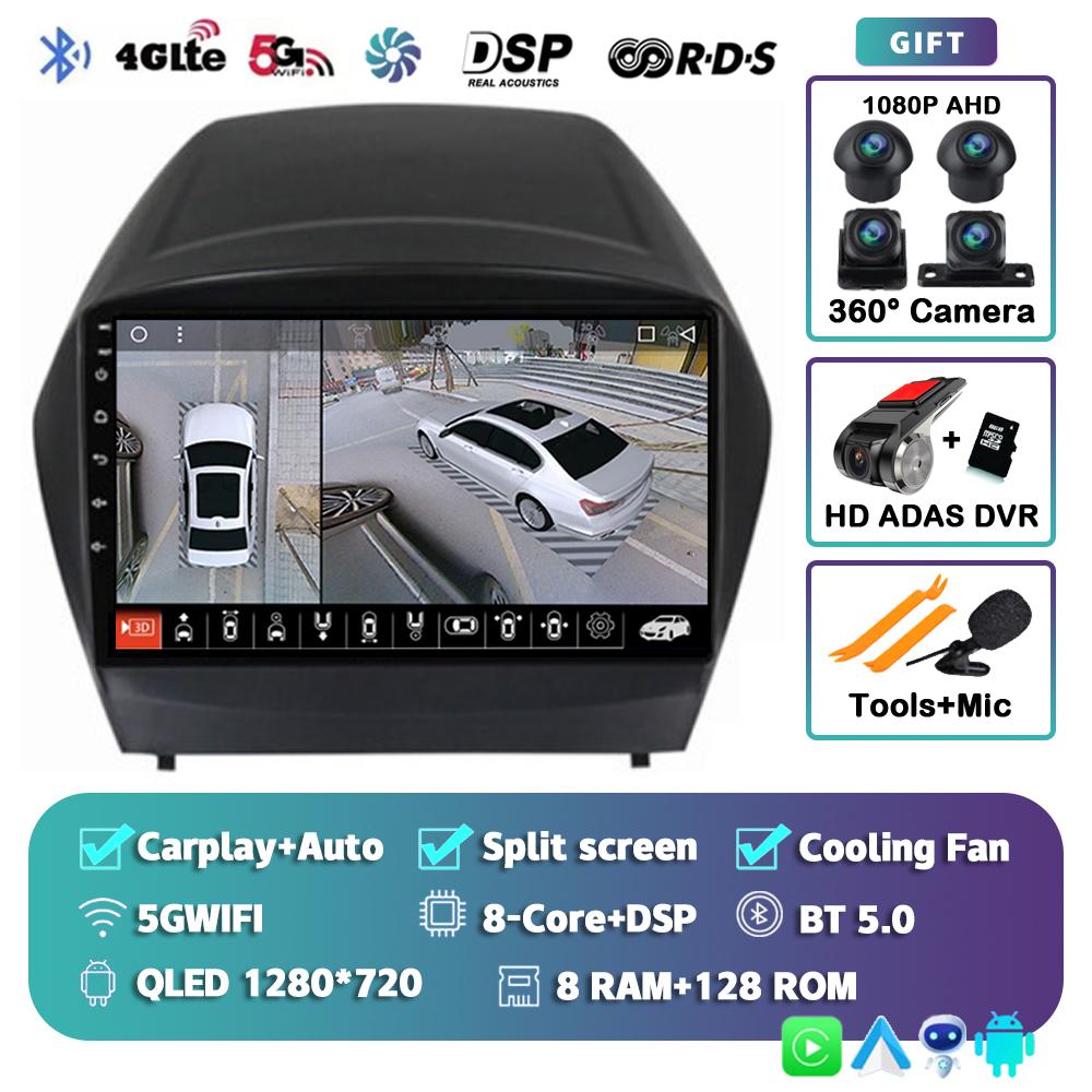 Android 14 Carplay Auto WIFI+4G Car Radio For Hyundai Tucson 2 LM IX35 2009-2015 Multimedia Video Player Navigation GPS DSP 2din