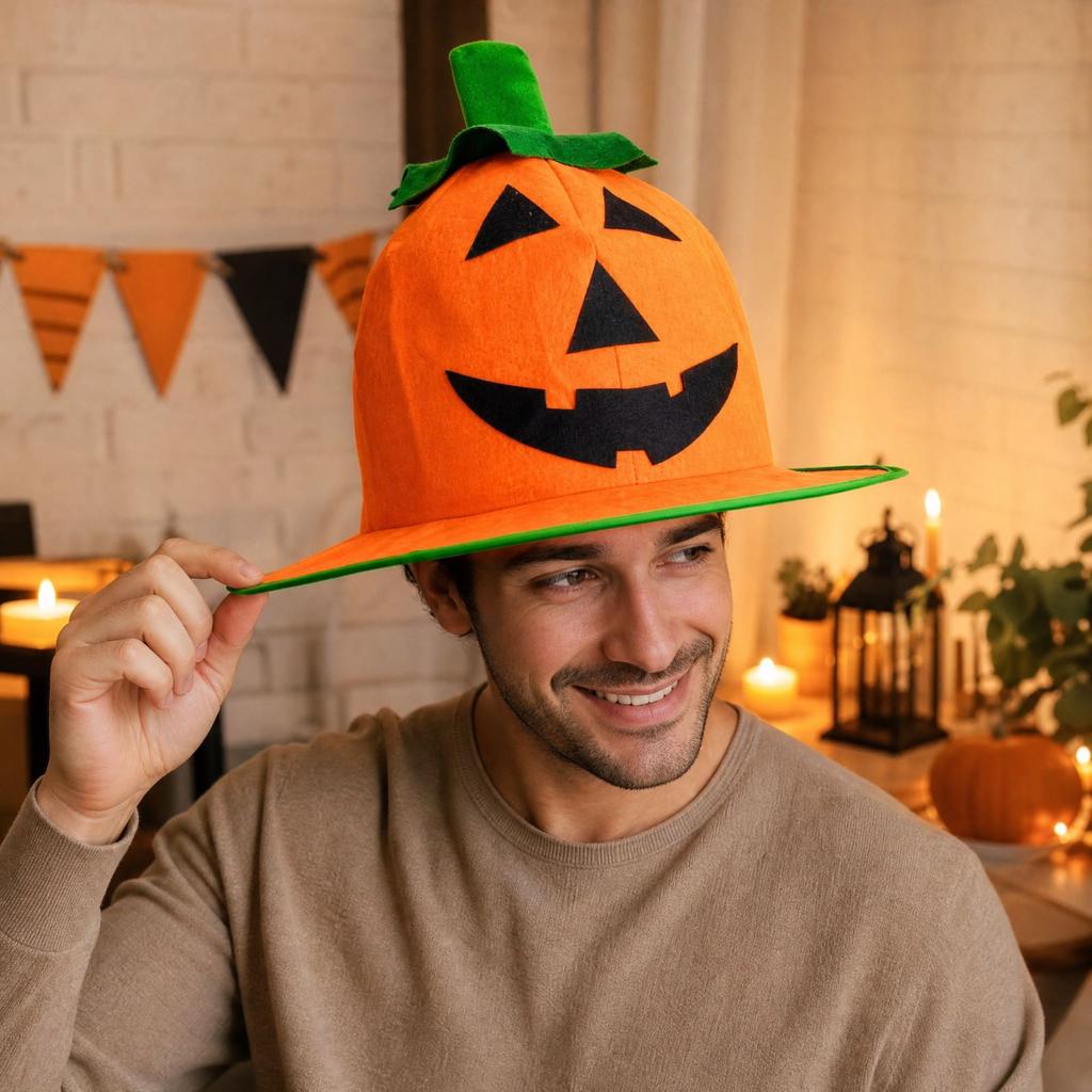 Halloween Pumpkin Hat for Party Costume Masquerade Performance Prop and Holiday Decoration