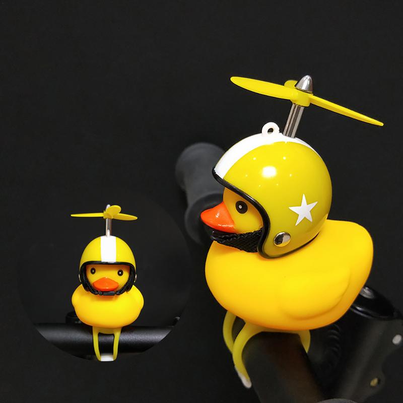 Rubber Duck Toy Car Ornaments Yellow Duck Car Dashboard Decorations Cool Duck with Propeller Helmet