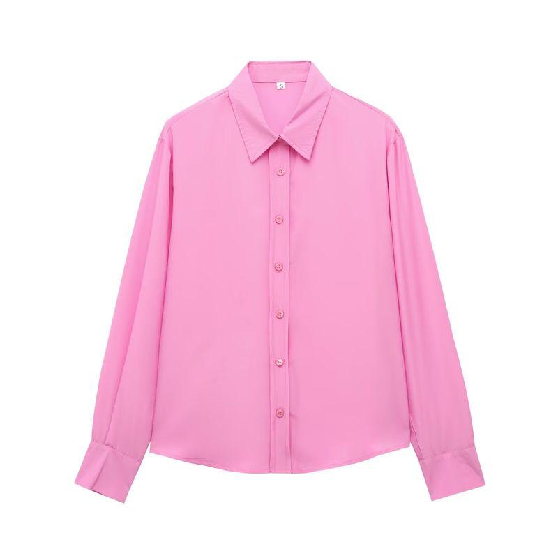 

Kaslead New Arrival Women s Fashion Style Easiest for Match Minimalist Long Sleeve Lapel Shirt 2540305 Pink L